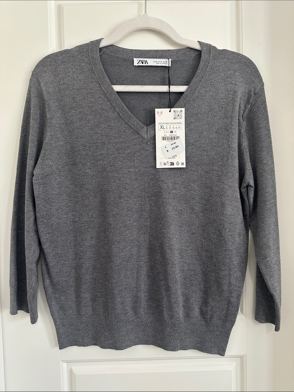 Zara Gray V-Neck Knit Sweater